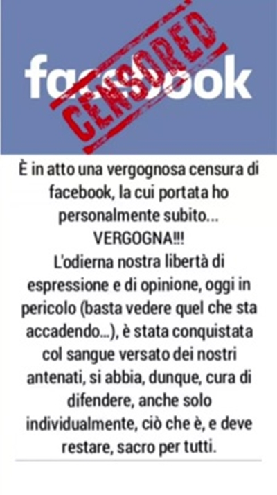 La vergognosa censura di Facebook in tempi di Certificazione verde COVID-19 (Green Pass).