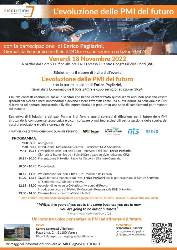 “L’evoluzione delle PMI del futuro”, l’evento per piccole e medie imprese organizzato da SiSolution