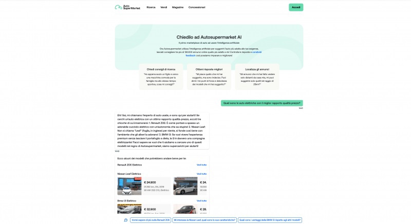 Autosupermarket: compra la tua auto online con l’aiuto dell’intelligenza artificiale