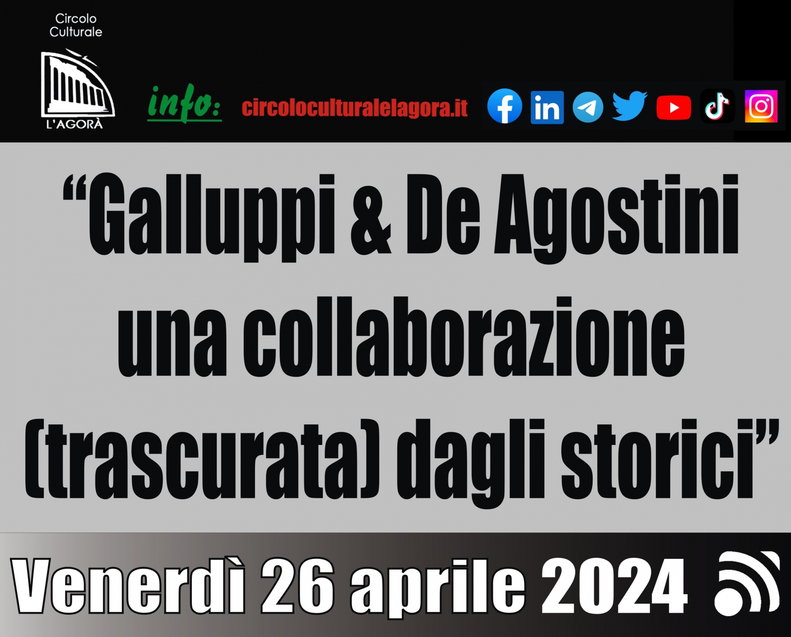Il Circolo “L’Agorà” organizza incontro su Pasquale Galluppi e Gioacchino De Agostini 