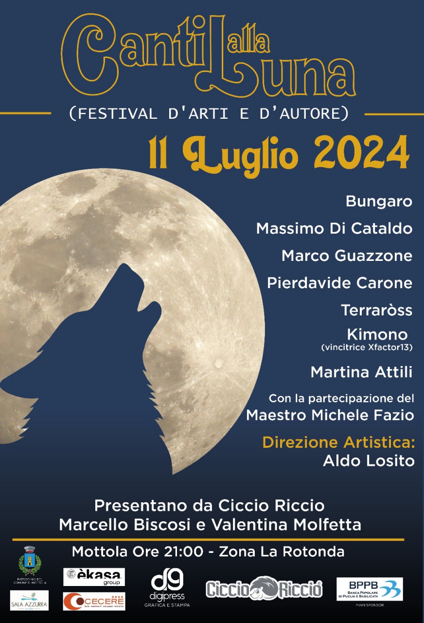 L'11 luglio 2024 arriva “Canti alla Luna (Festival d'Arti e d'Autore)”