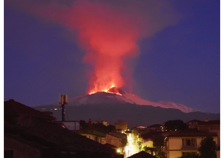 Eruzione dell'Etna nella notte del 22 dicembre 2020