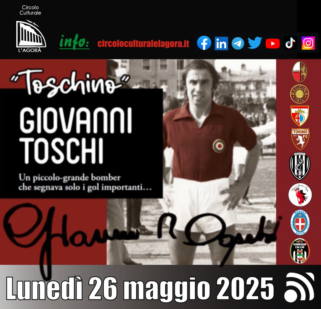 A Reggio Calabria la presentazione del libro su Giovanni Toschi, a cura del Circolo  “L’Agorà"