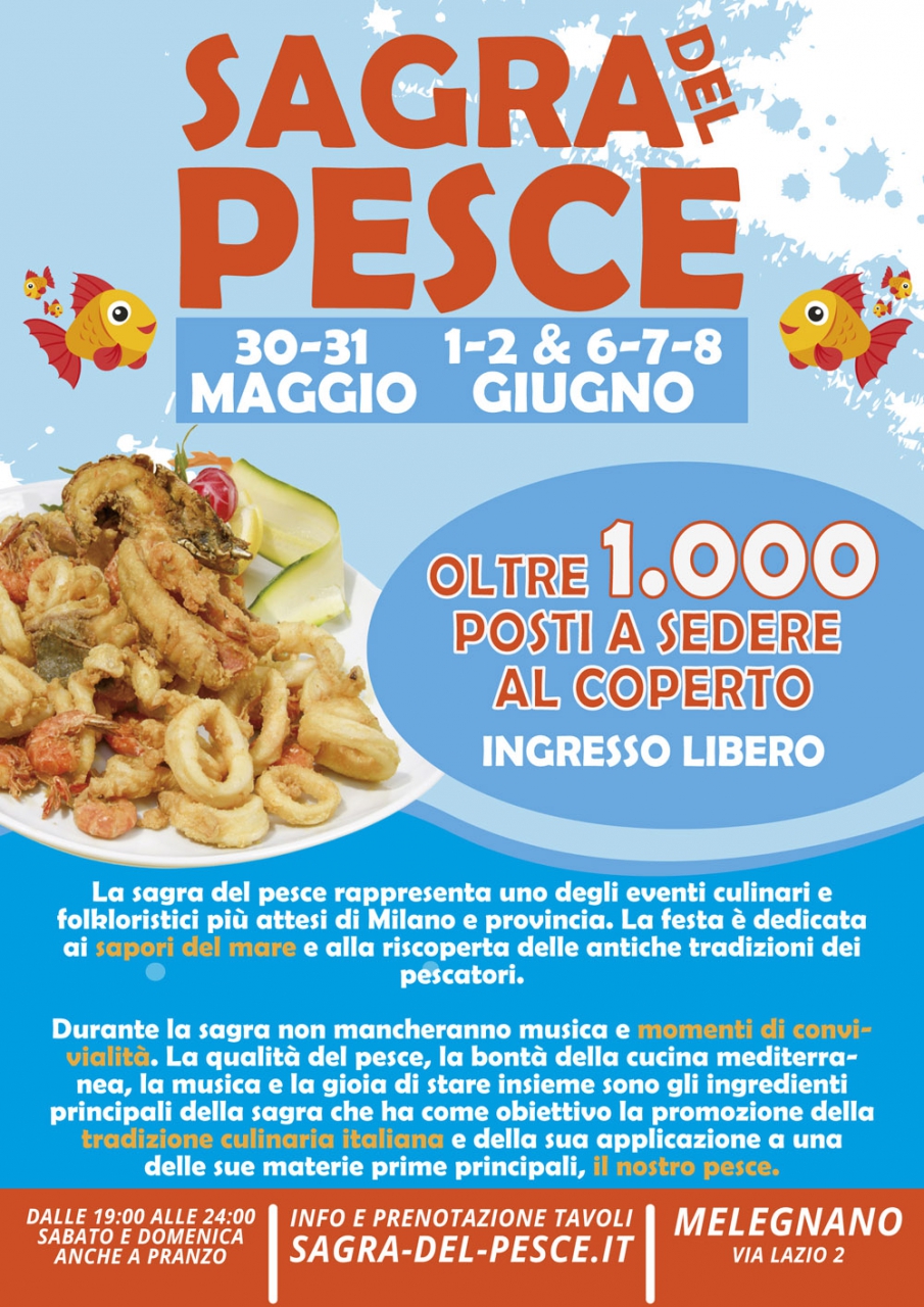 Tutto pronto per la Sagra del Pesce di Melegnano (Milano): gusto, spettacolo e tanta solidarietà