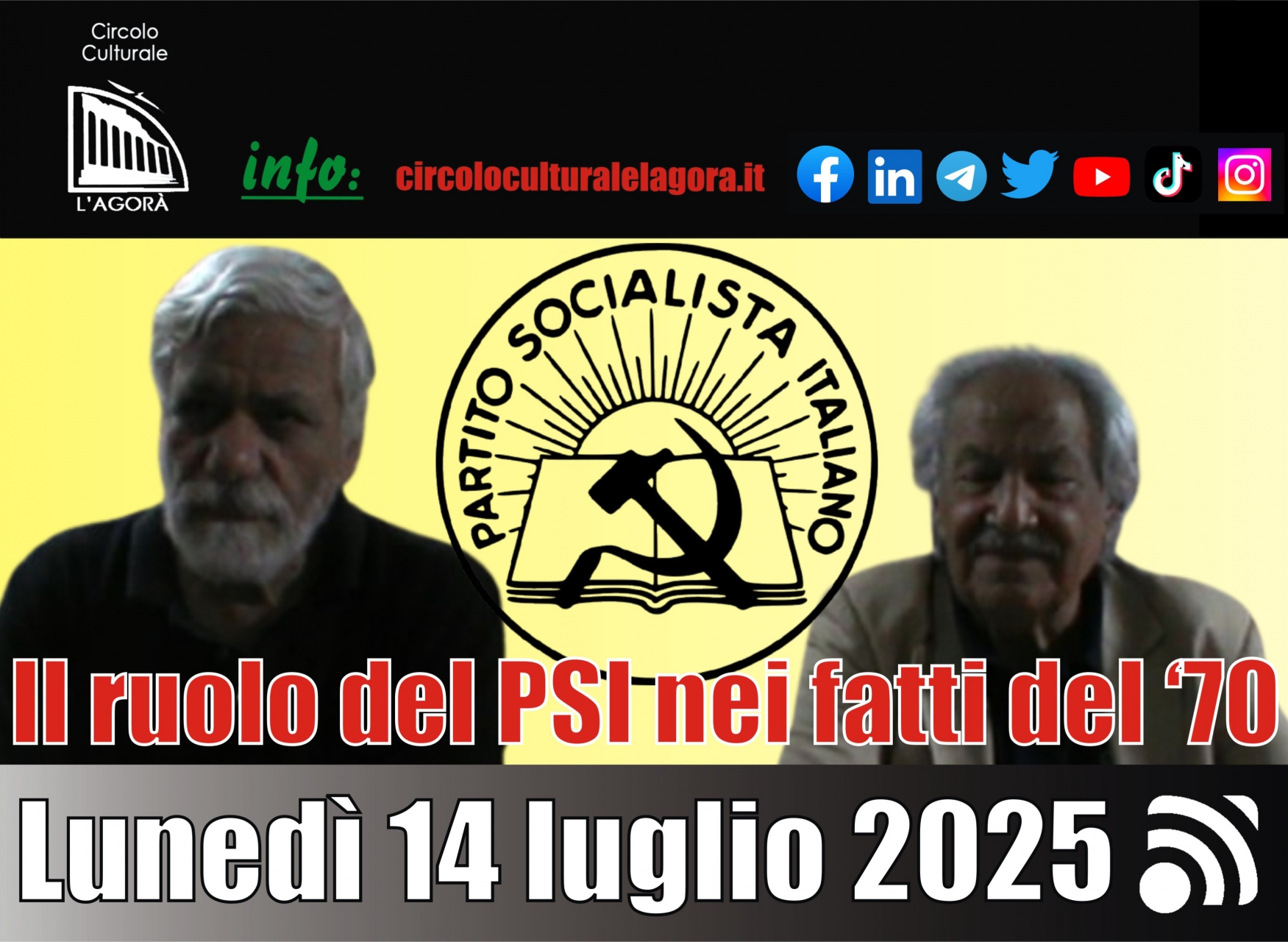 Nuovo incontro su Fatti del ’70 a cura del Circolo Culturale “L’Agorà”