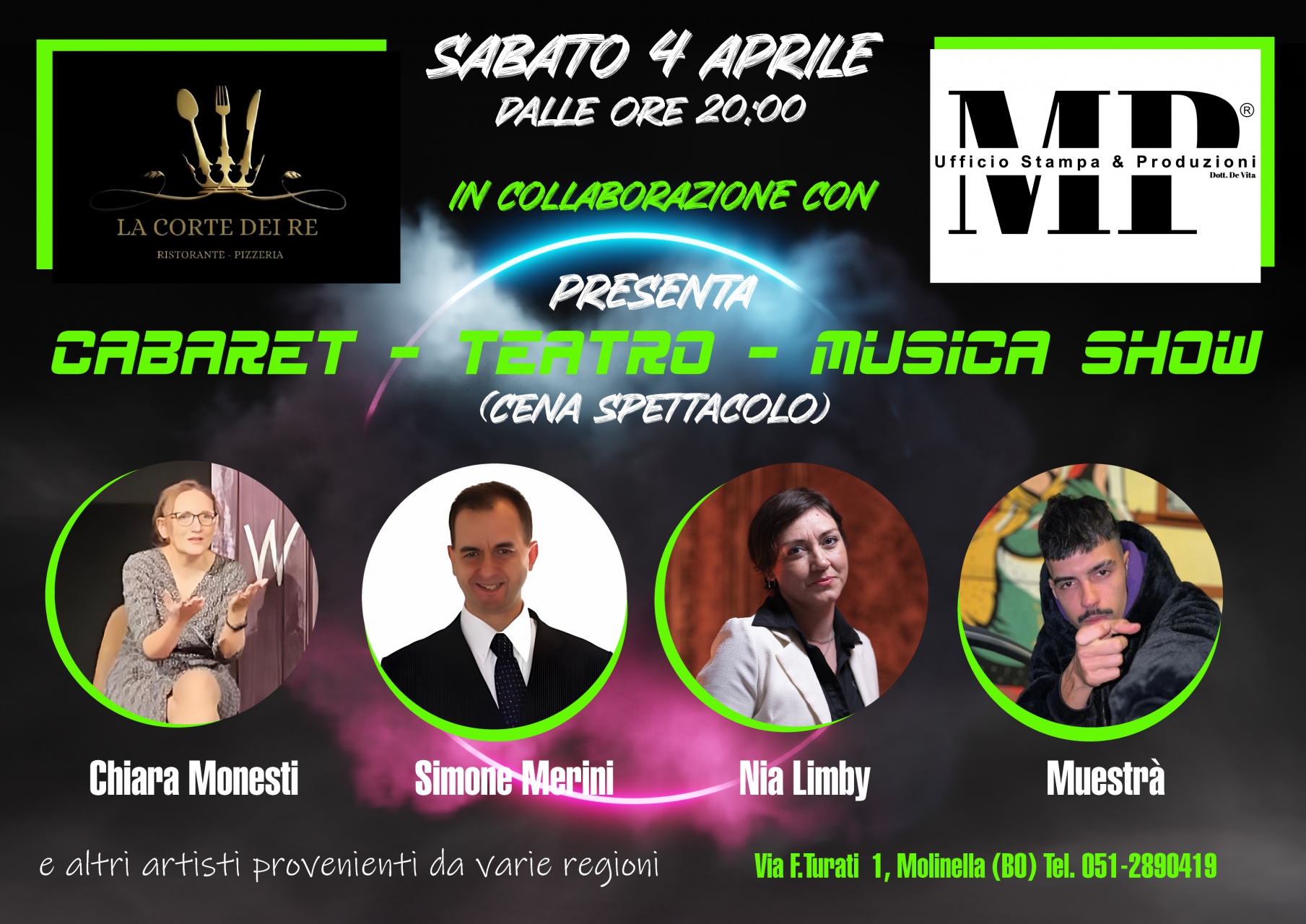 Molinella, il 4 aprile arriva la cena‑show alla Corte dei Re